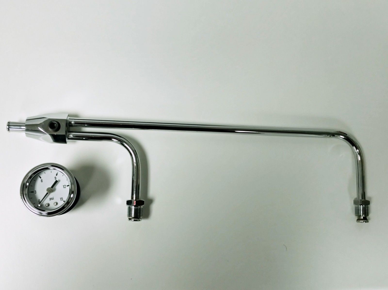 Chrome 3/8" Fuel Line For Holley Quad Series Carbs w/ 11/2" 15 PSI White Gauge Pirate Mfg