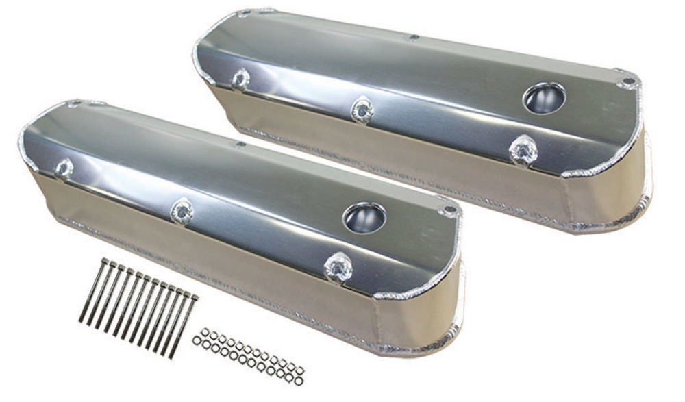 Ford SBF Fabricated Polished Aluminum Long Bolt Tall Valve Covers 260