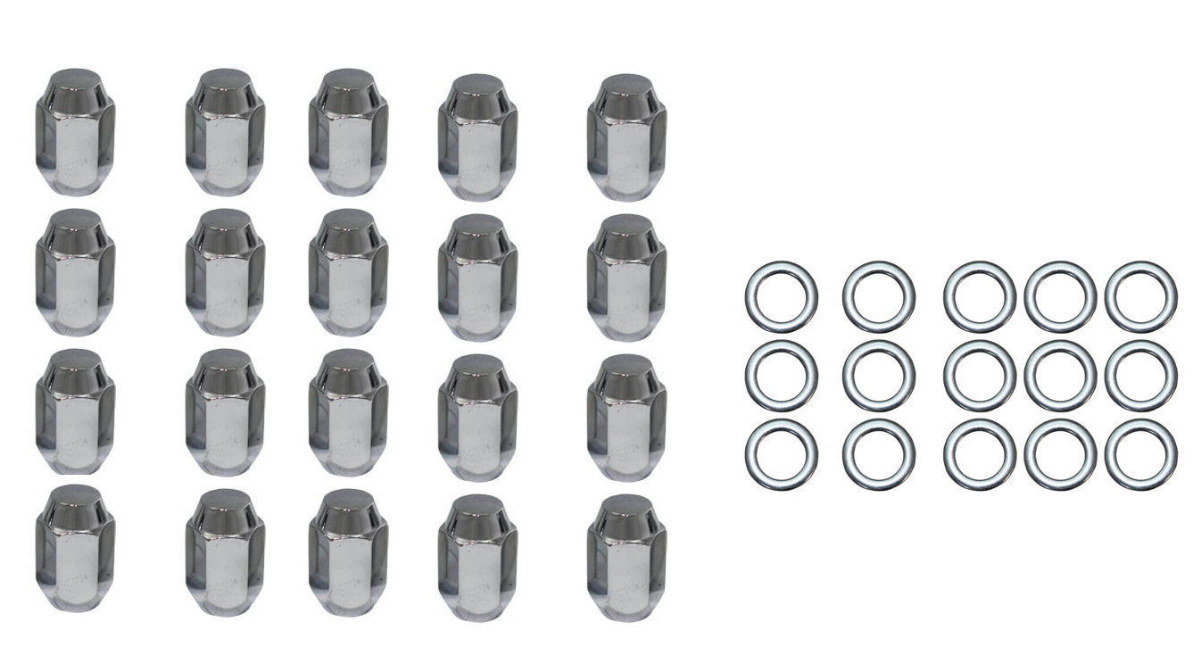 20 Pc Set Chrome Steel Acorn Shank Lug Nuts 1/2" x 20 Right Hand Thread