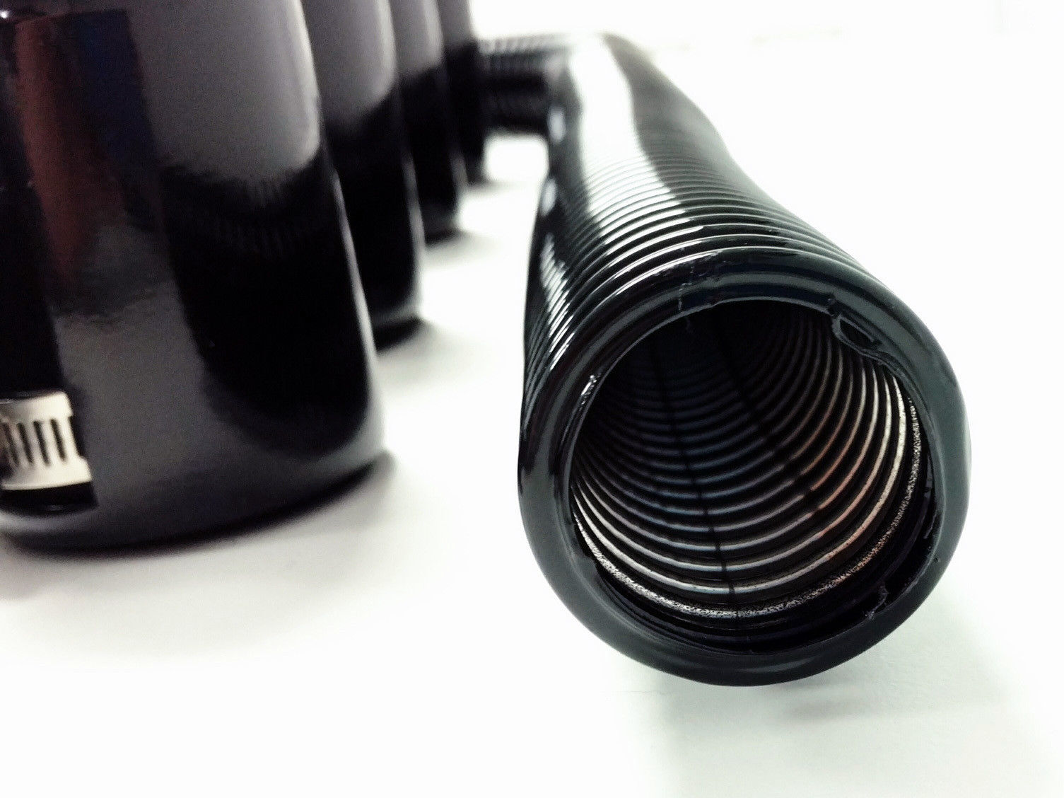 48" Black Stainless Flexible Radiator Hose Kit w/ Black End Caps
