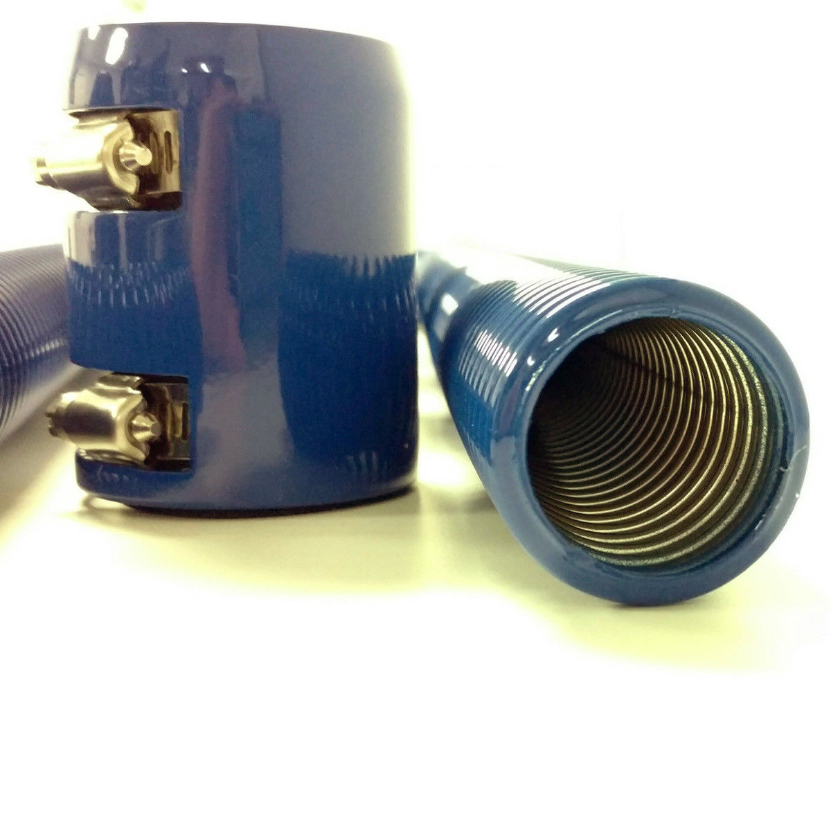 48" Blue Stainless Flexible Radiator Hose Kit w/ Blue End Caps Pirate Mfg