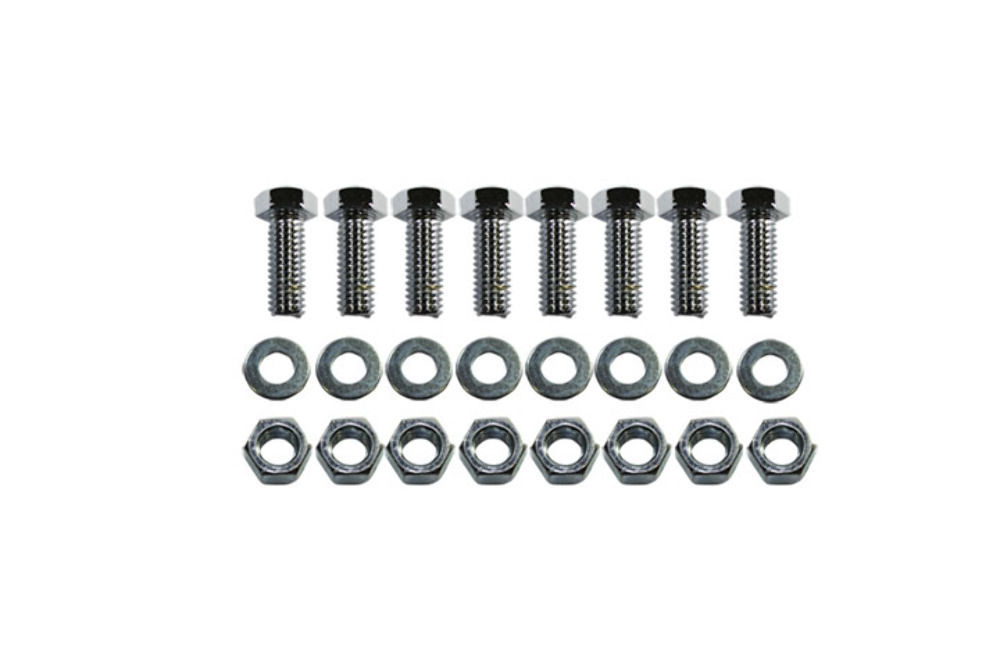 Chrome Header Reducer Hex Head 8pc Bolt Kit Pirate Mfg
