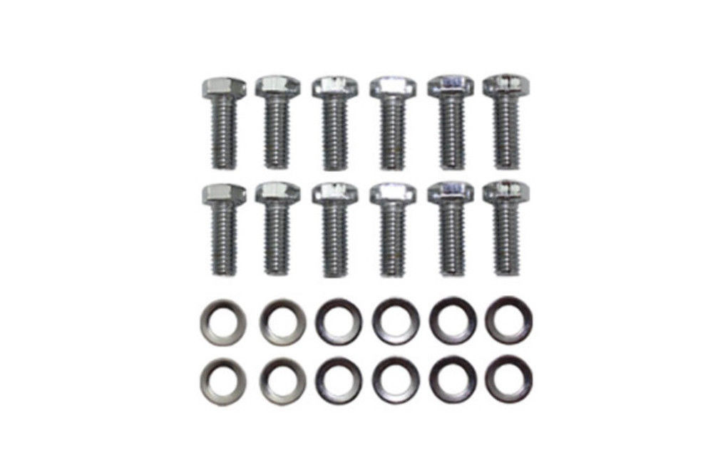 Chrome SB Chevy Intake Hex Head 12pc Bolt Kit SBC 283400 V6 90 Pirate Mfg