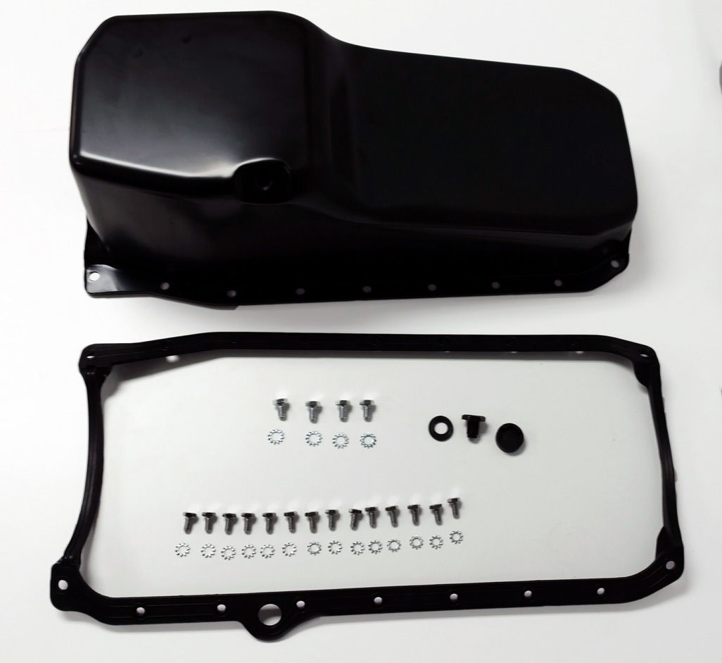 SB Chevy SBC Black Oil Pan W/ Bolts & Gaskets 4qt 305350 86Up Hot Rat