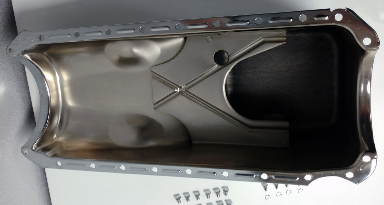 BB Chevy BBC Chrome Oil Pan W/ Bolts 4qt 396427454 '6576 Hot Rat