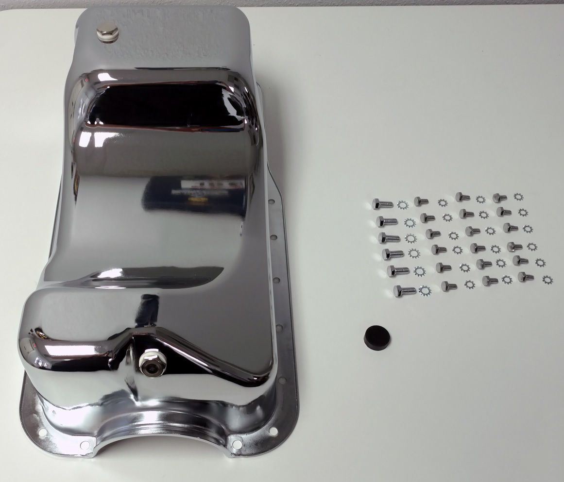 Chrome SBF Dual Sump Oil Pan, Fits Ford Small Block 302 5.0L 198593