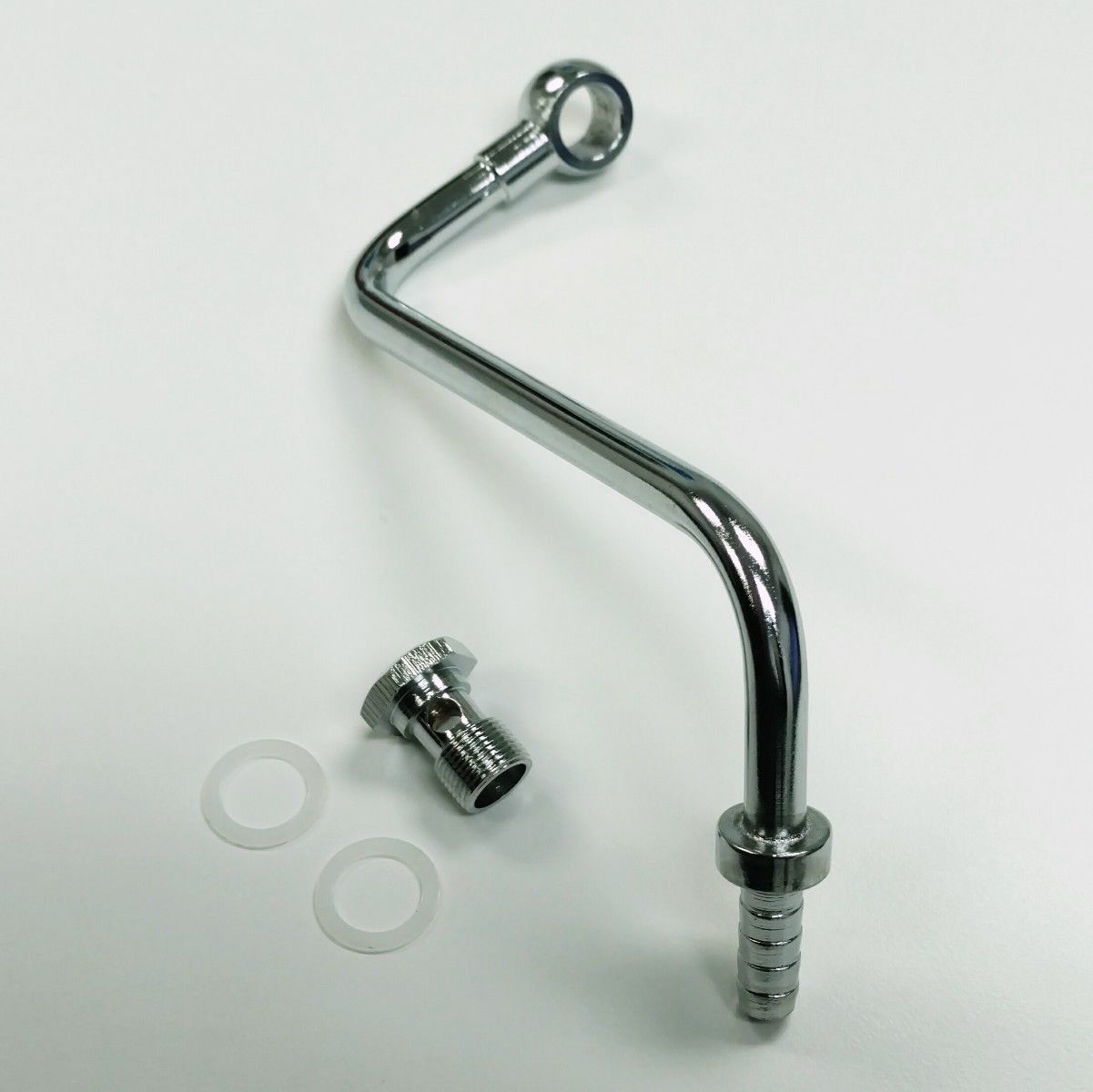 Single Feed Chrome Fuel Line Holley Carburetor 4BBL 3/8" Barb Hose Pirate Mfg