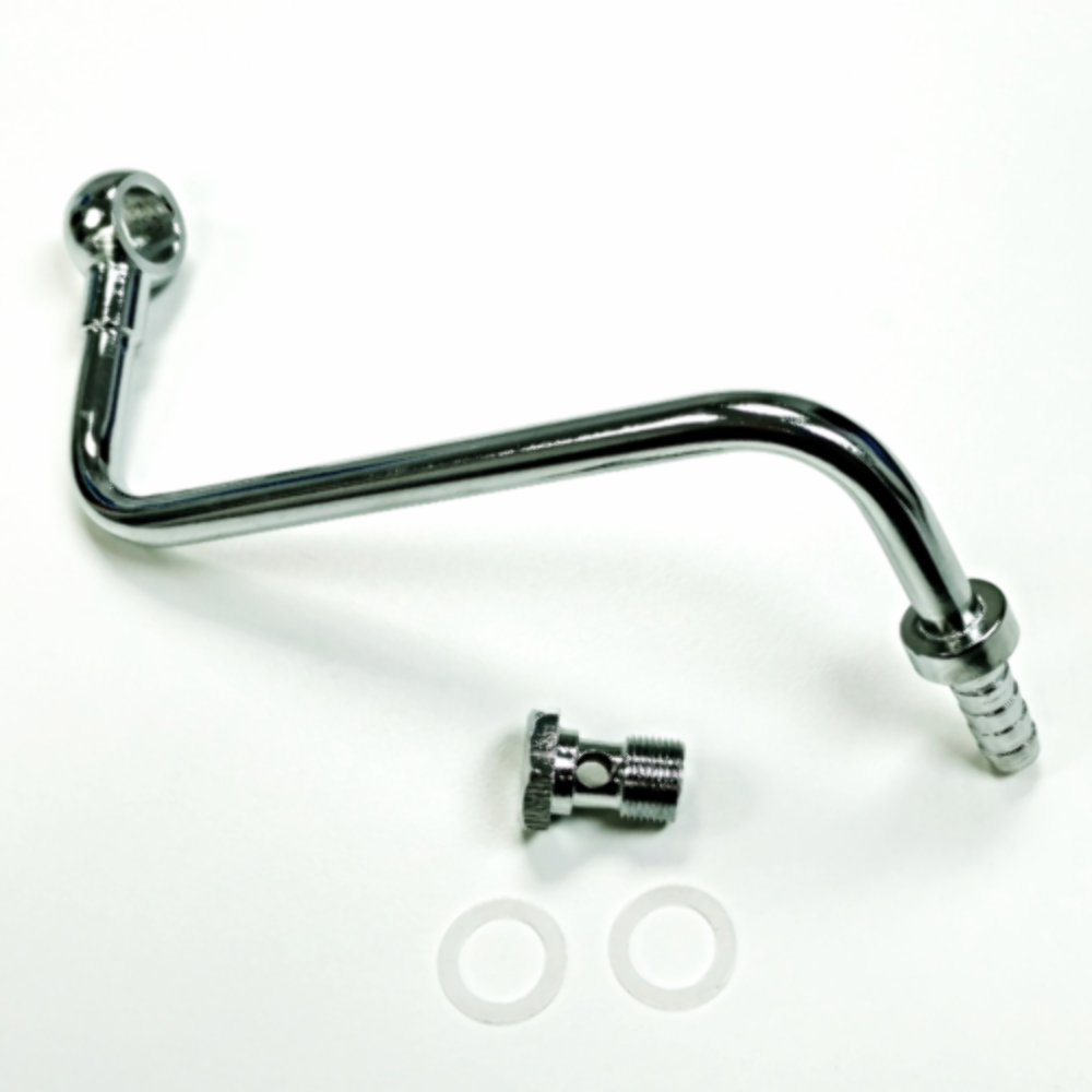 Single Feed Chrome Fuel Line Holley Carburetor 4BBL 3/8" Barb Hose Pirate Mfg