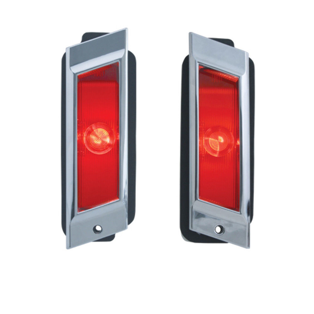 Rear Marker Light Assembly Chrome Bezel, Pair, Fits Chevy Impala