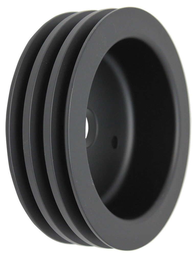 SBC Chevy 283350 Black Aluminum SWP Triple Groove Crankshaft Pulley