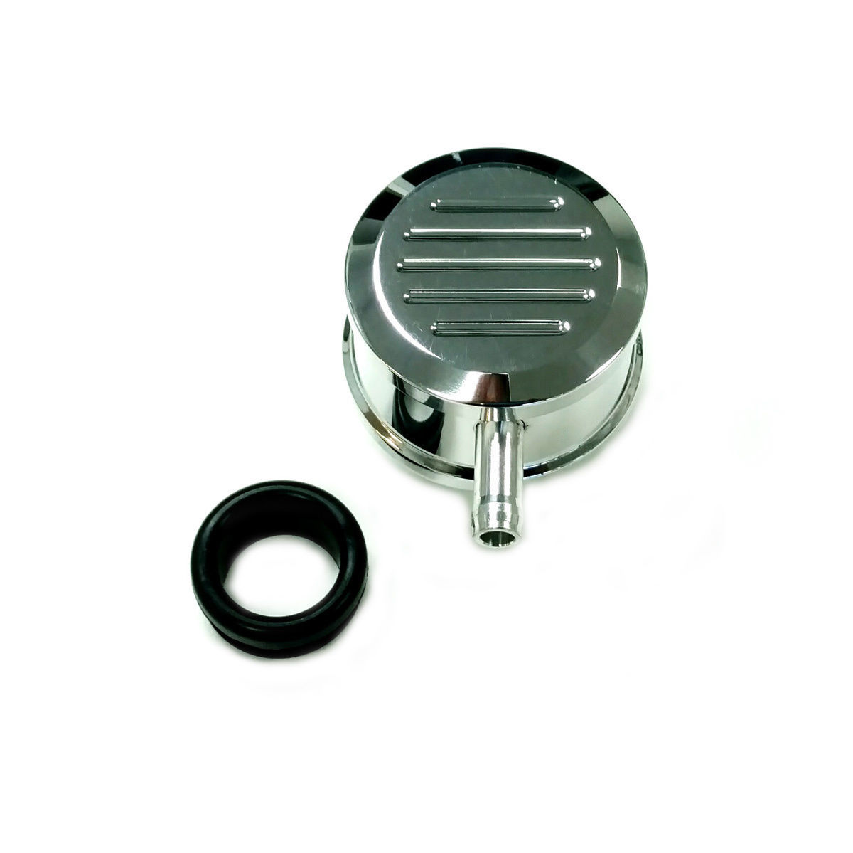 Hot Rod Polished Billet Al Round Ball Milled Valve Cover PCV Breather W ...