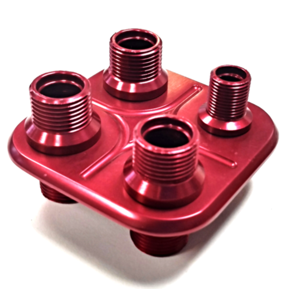 Red Aluminum 4 Port Square AC Air Conditioning Heater Hose Firewall