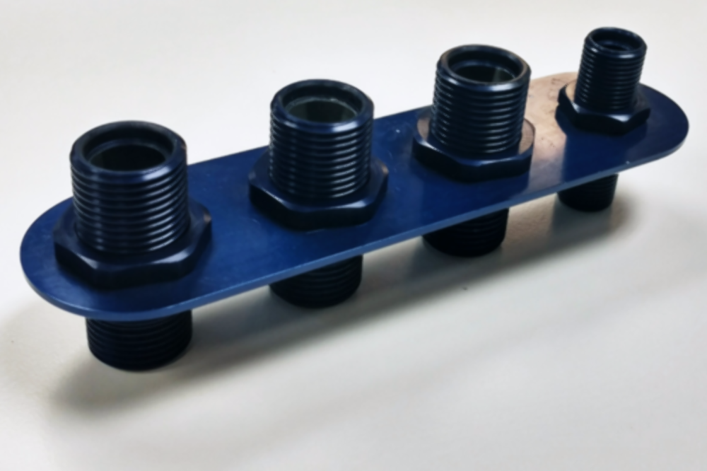 Blue Aluminum 4 Port Straight AC Air Conditioning Heater Hose Firewall