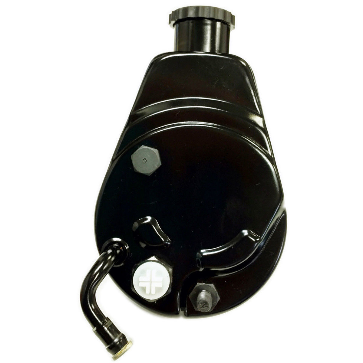 SBC Chevy Black Saginaw Style Power Steering Pump Bolt On Pulley ACan