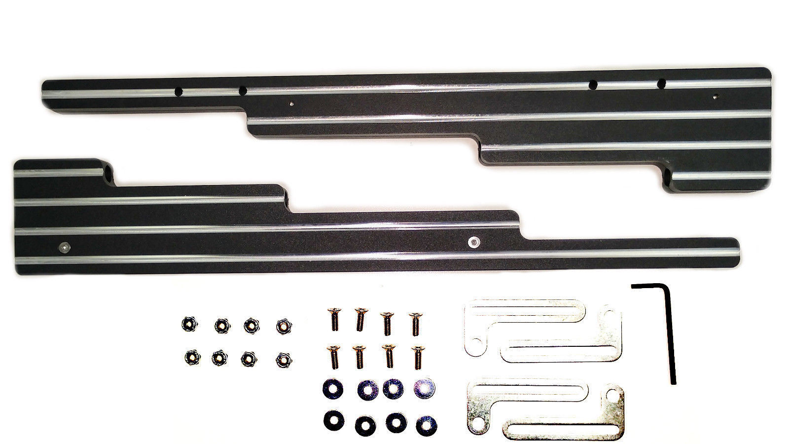 Ball Milled Black 2Tone Aluminum Spark Plug Wire Looms Holders SBC BBC