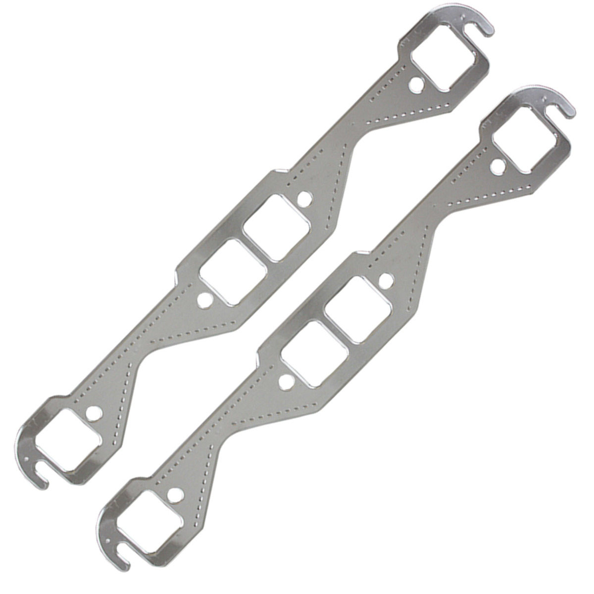 SBC 265400 Square Port Aluminum Exhaust Gasket, Pr, Fits Chevy Small