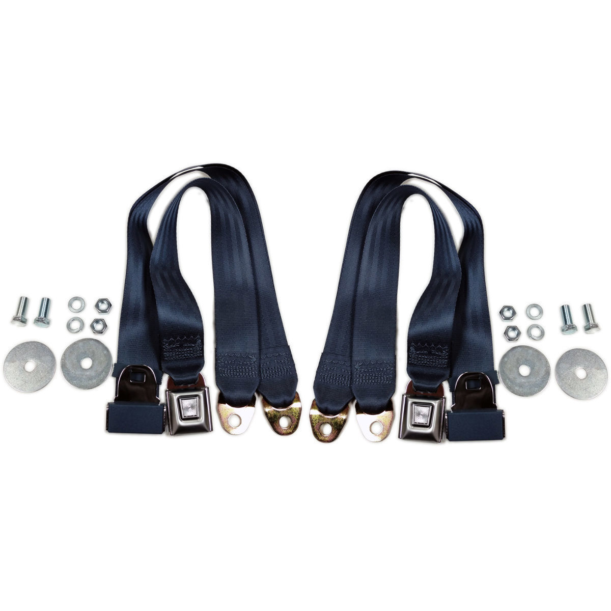thumbnail image 2 of RetroBelt Premium Black Lap Seat Belt Kit For Classic Muscle Cars (75-Inch Webbing) 2 of 5