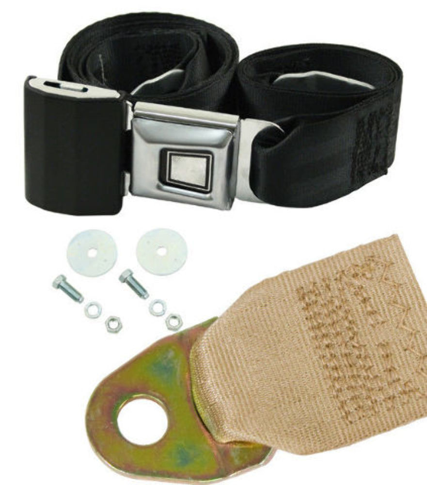 Tan Universal 72" Lap Seat Belt w/ Hardware Hot Street Rod Muscle Classic, Pair Pirate Mfg