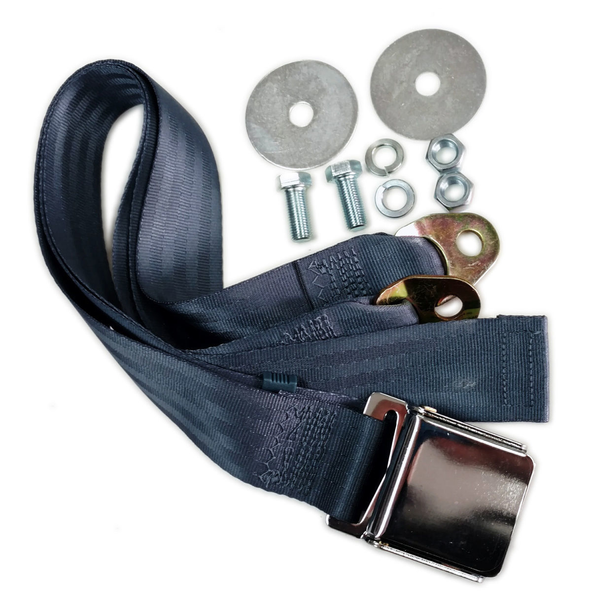 (2) BLUE Universal 72" Lap Seat Belts w/ Hardware, PAIR, Chrome Latch