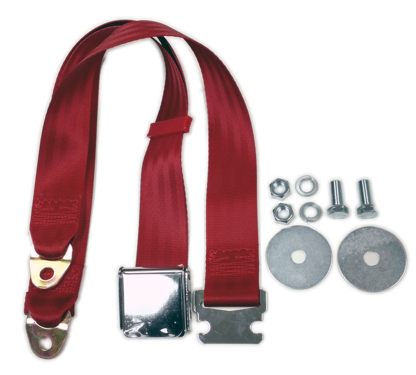 RetroBelt 268-BRD-75 Bright Red Pushbutton Lap Seat Belt Set - No Hardware - FMVSS Certified