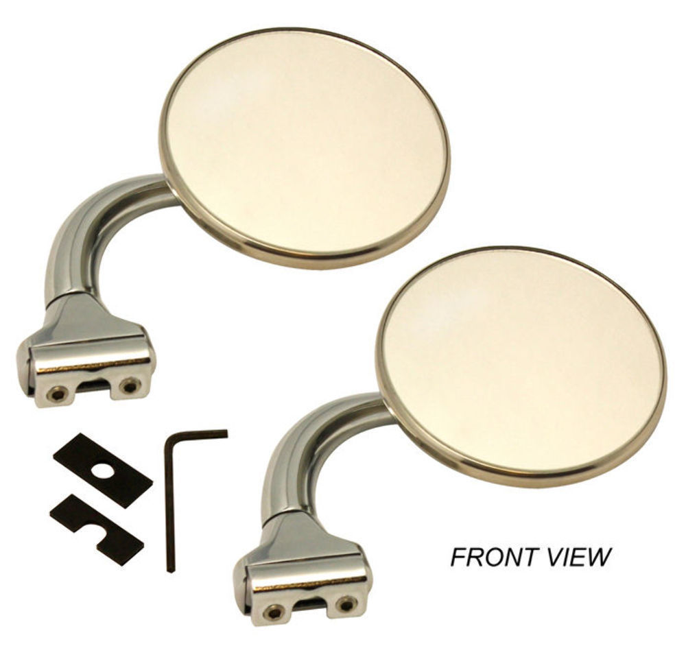 Pirate Mfg RAT ROD 4 STAINLESS STEEL UNIVERSAL PEEP MIRROR L OR R DOOR EDGE CHROME PAIR