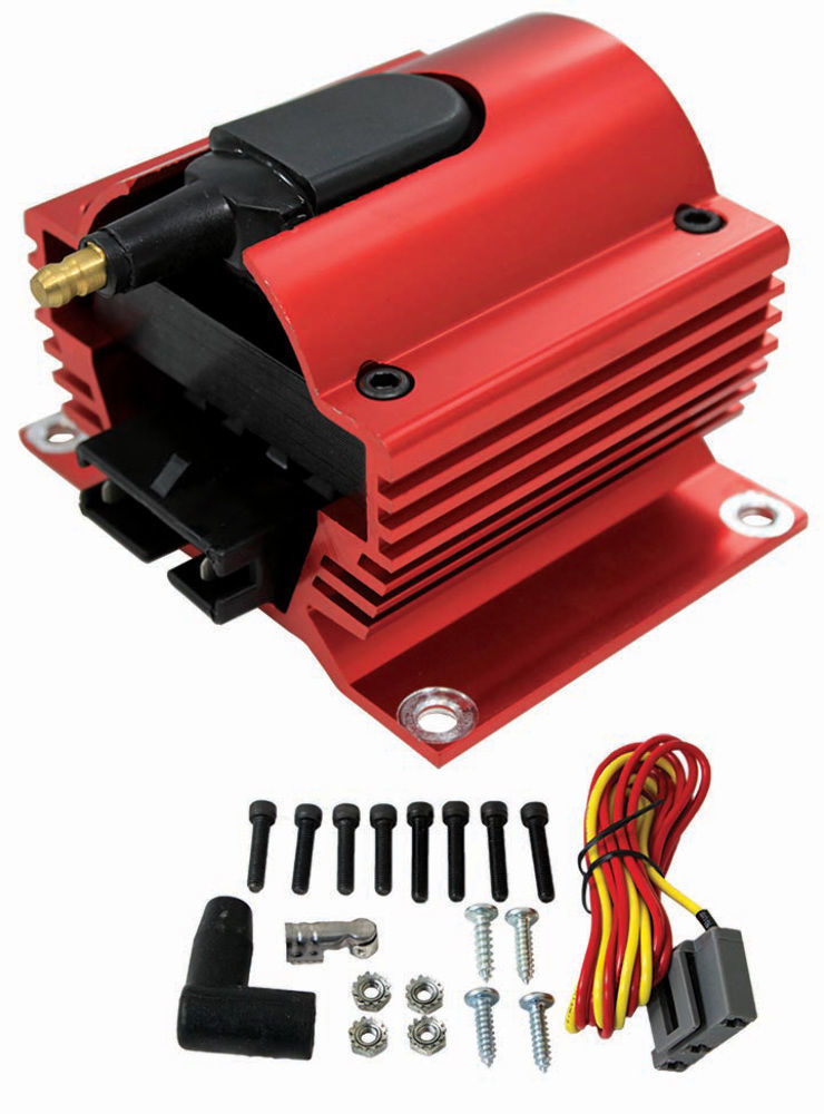 Red Universal 12 Volt External Ignition Coil ECore Coil 50K Volt SB Chevy Ford Pirate Mfg