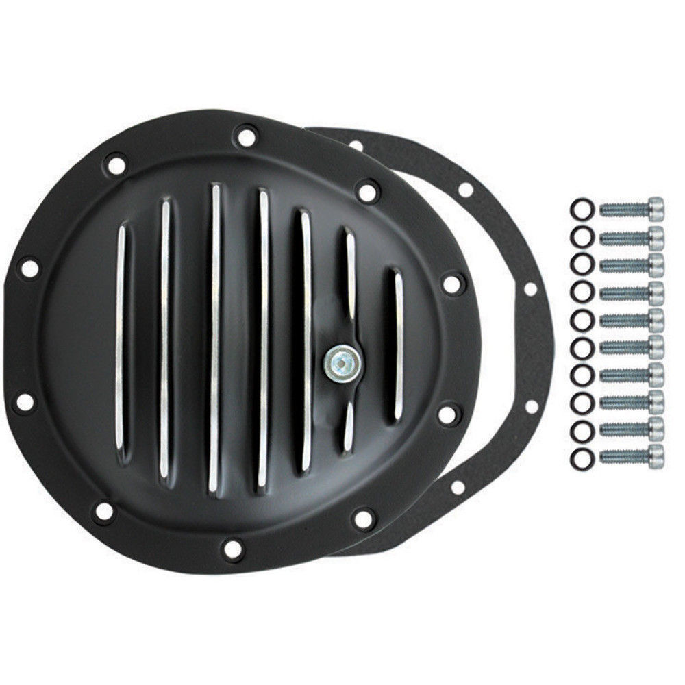 Black Aluminum Finned Chevy GM 10 Bolt Diff Differential Cover Truck 77