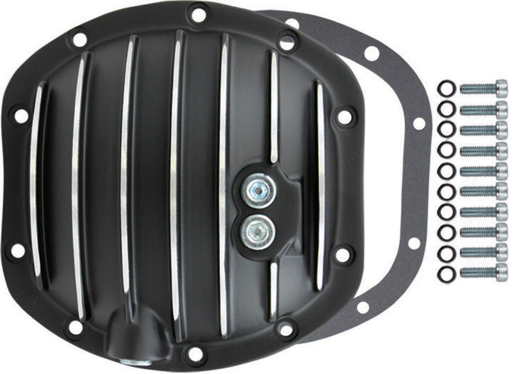 Black Finned Aluminum Dana 30 10Bolt Diff Differential Cover Bronco CJ MOPAR Pirate Mfg