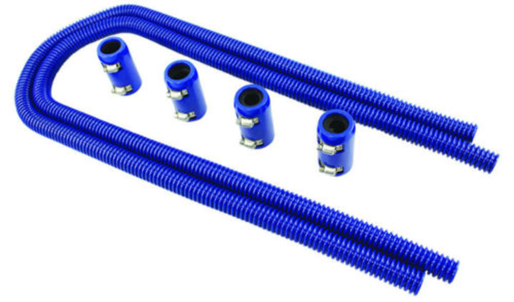 44" Blue Stainless Steel Heater Hose Kit w/ Blue Aluminum End Caps