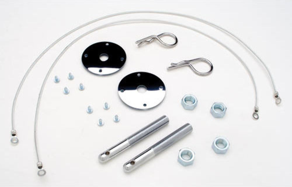 Muscle Car Chrome 3/16" Hair Pin Style Hood Pin Set W/ Lanyards 1/2
