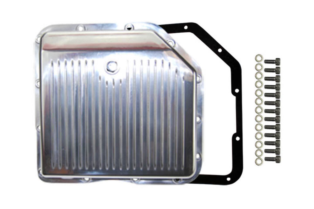 Chevy Polished Finned Aluminum Turbo 350 Transmission Pan CBC TH350 TH350 Trans Pirate Mfg
