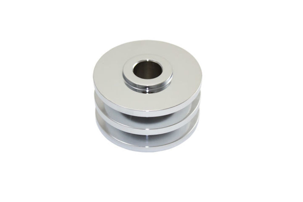 SBC Chevy 283400 Chrome Steel Double Groove Alternator Pulley Pirate Mfg