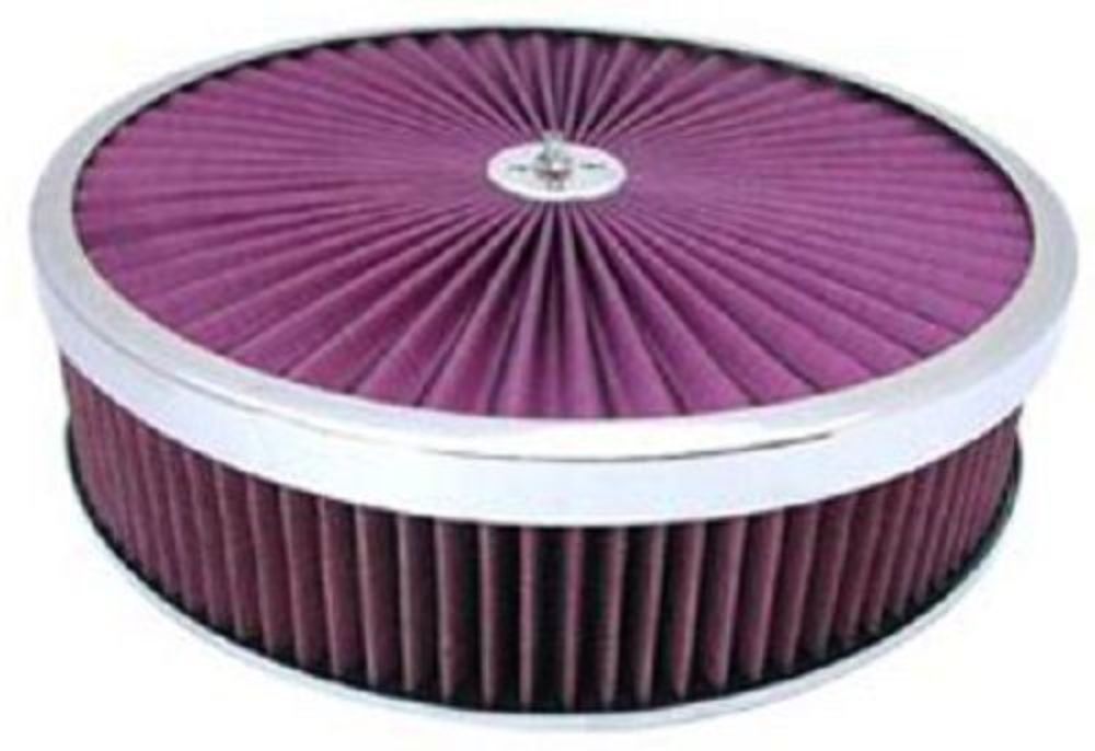 Chrome 14 x 3 Super Flow Filter Air Cleaner Set Washable Element Flat