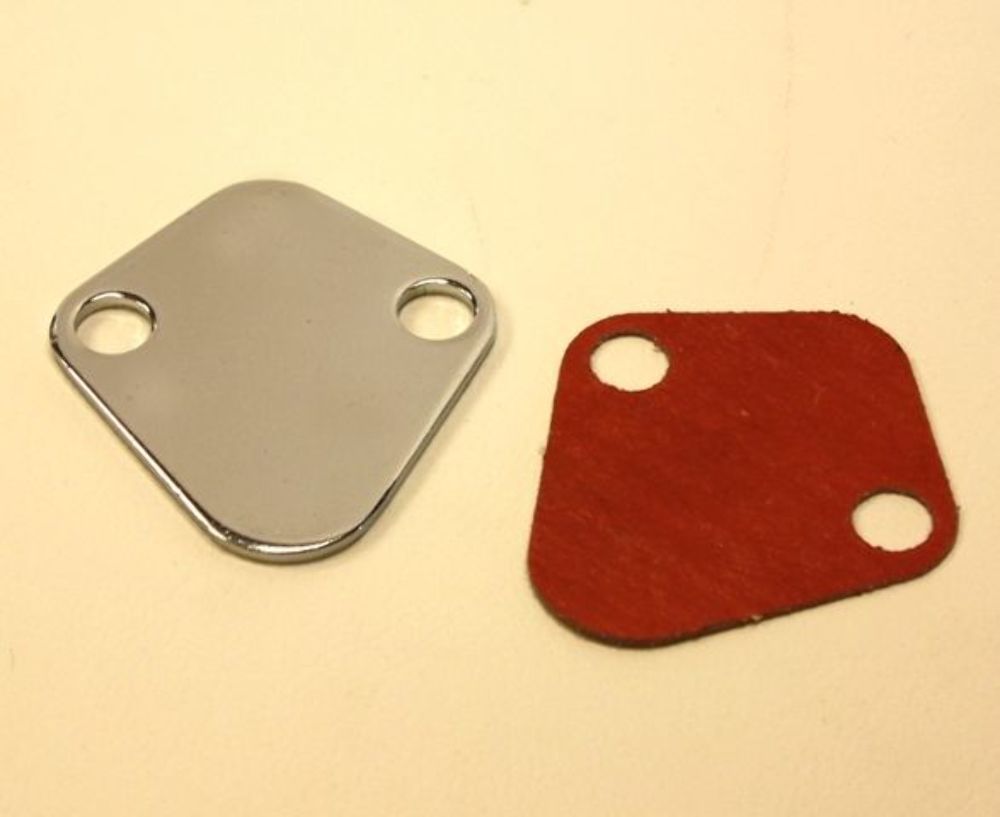 Fuel Pump Block Off Plate, Chrome, Fits Chevy BBC, Fits Ford SBF