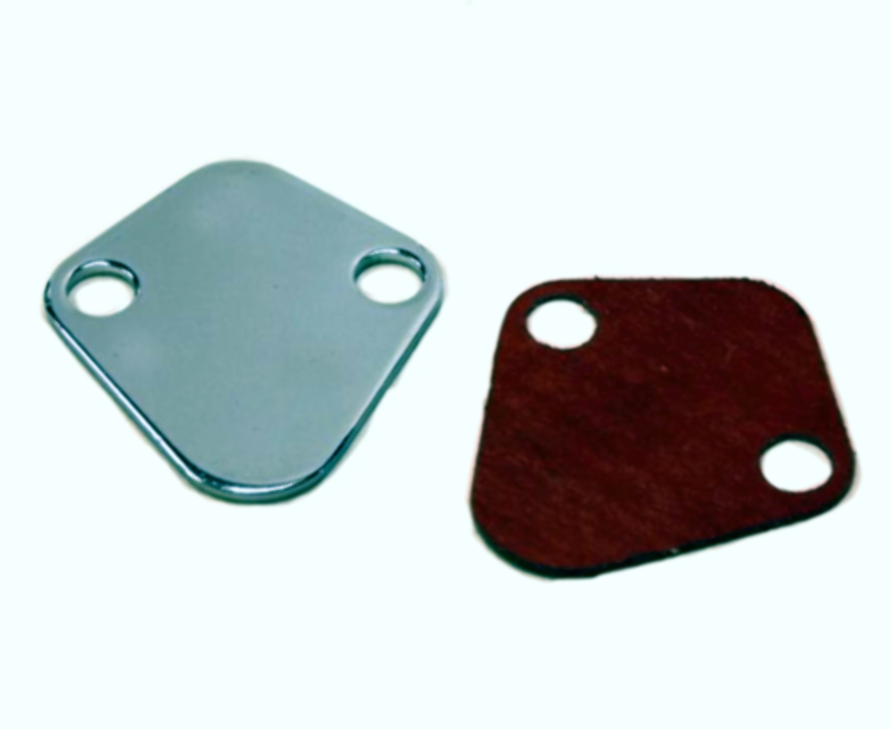 Fuel Pump Block Off Plate, Chrome, Fits Chevy BBC, Fits Ford SBF