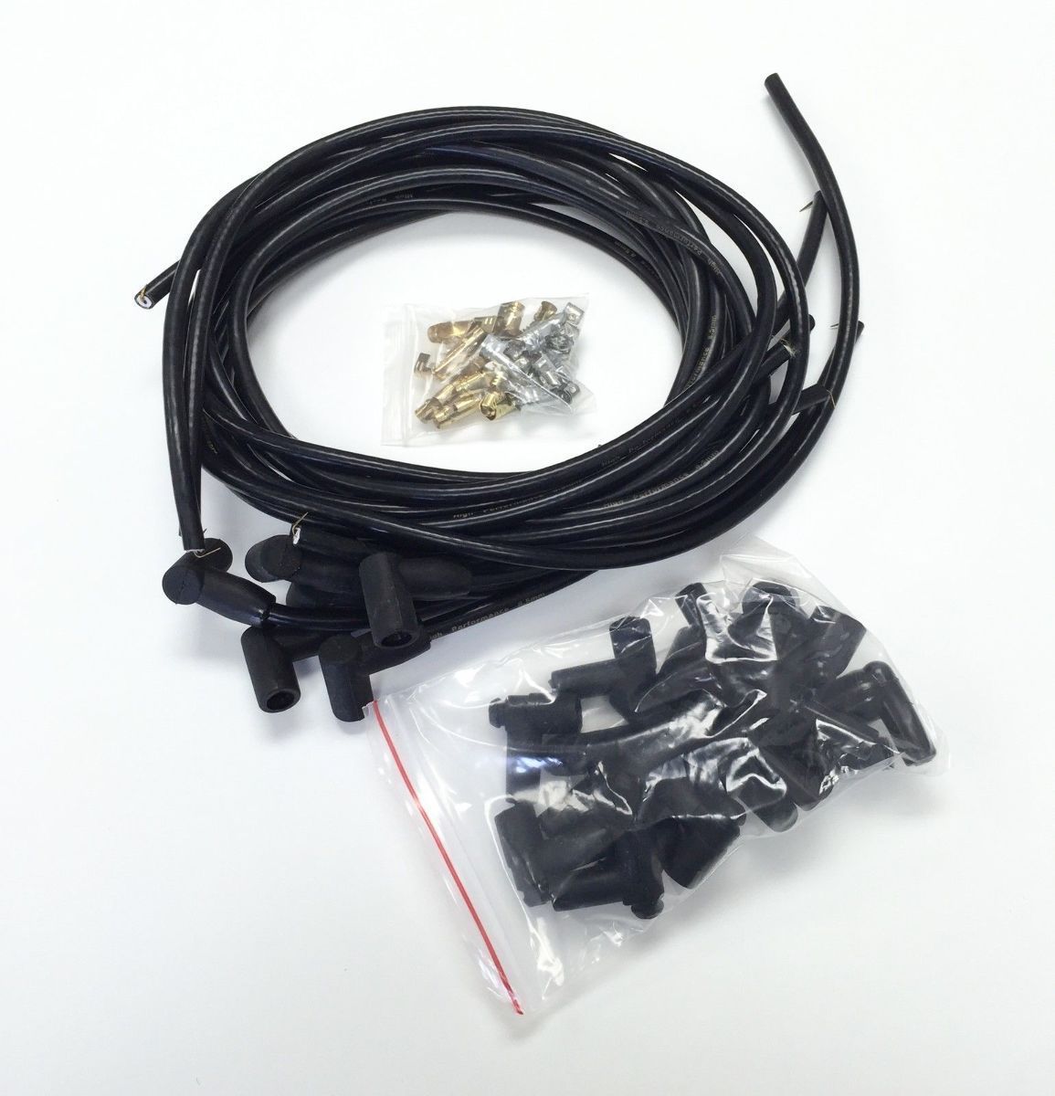 SBC Chevy V8 Universal Black 8.5 mm Spiral Core Spark Plug Wires W/90