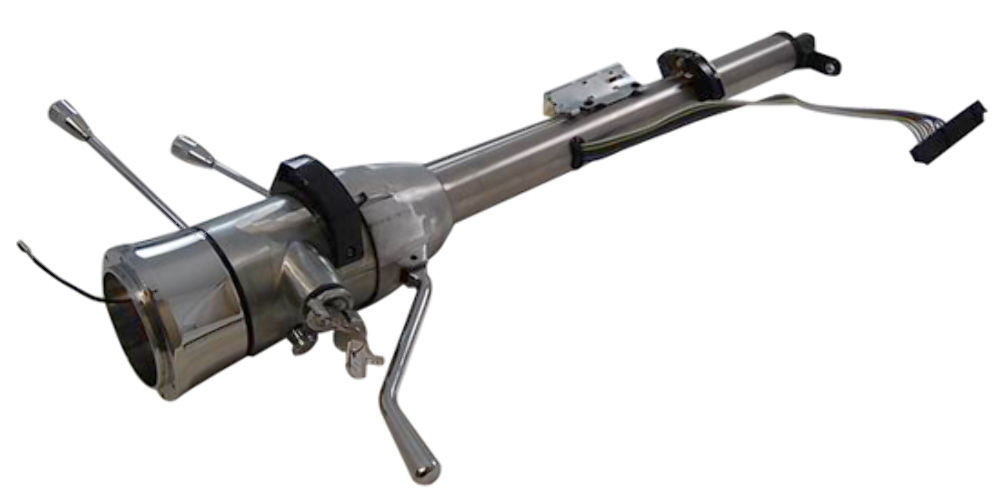 28" Tilt Steering Column For Street Rod - Raw Steel, Paintable, Floor Shift, No Key