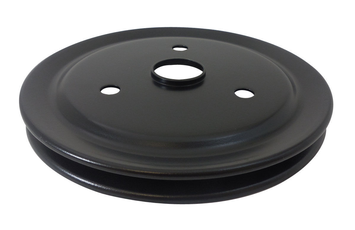 SBC Chevy 283350 Black Steel SWP Single Groove Crankshaft Pulley Pirate Mfg