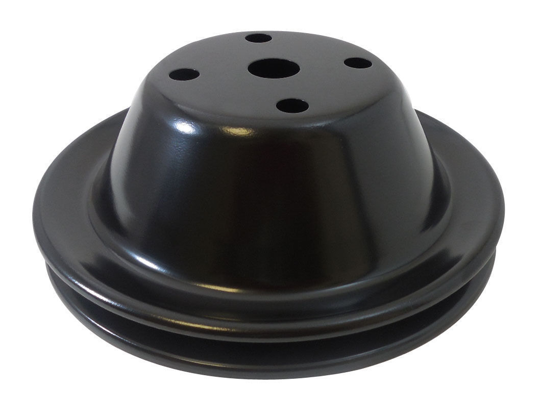 SBC Chevy 283350 Black Steel Smooth LWP Single Groove Water Pump