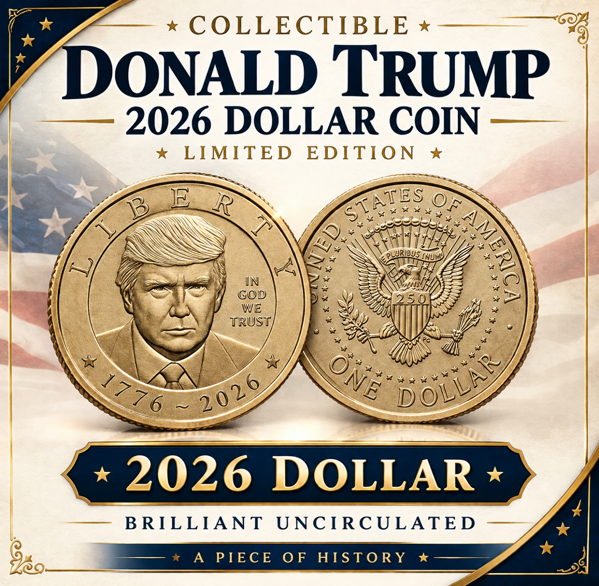 2026 Trump Presidential $1 Coin Uncirculated US Mint Philadelphia P ~ On Hand