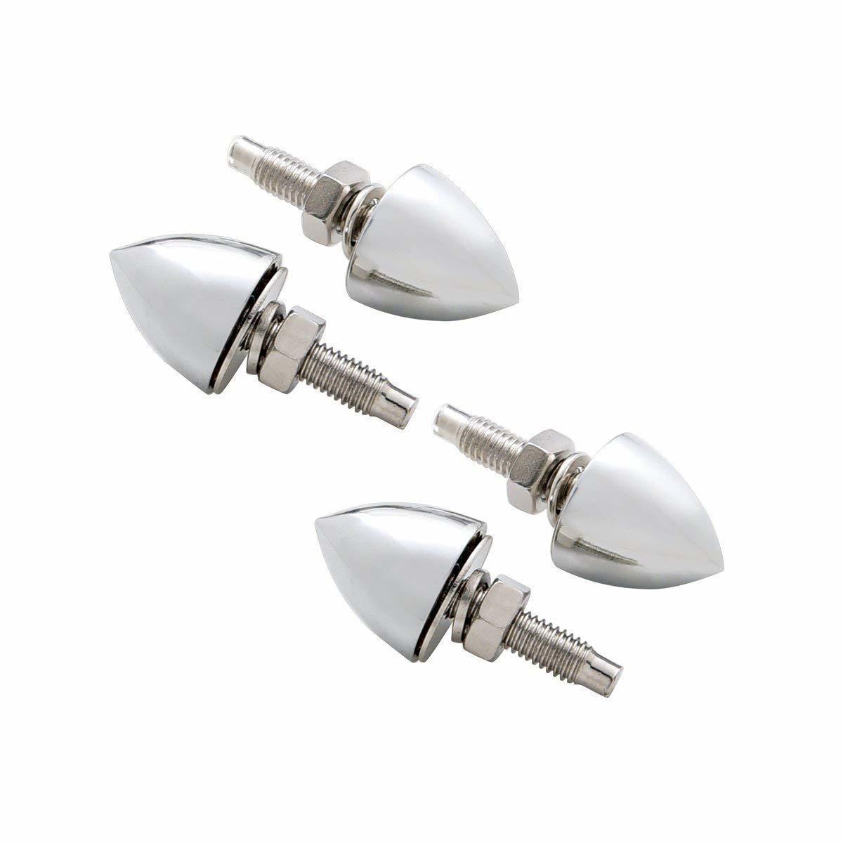 Custom Chrome Bullet License Plate Fasteners, Set of 4, Hot Rod, Rat