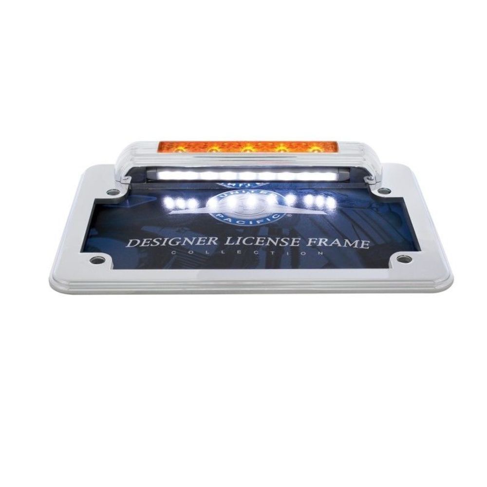 LED Motorcycle License Plate Frame Deluxe Vintage Design Auxiliary