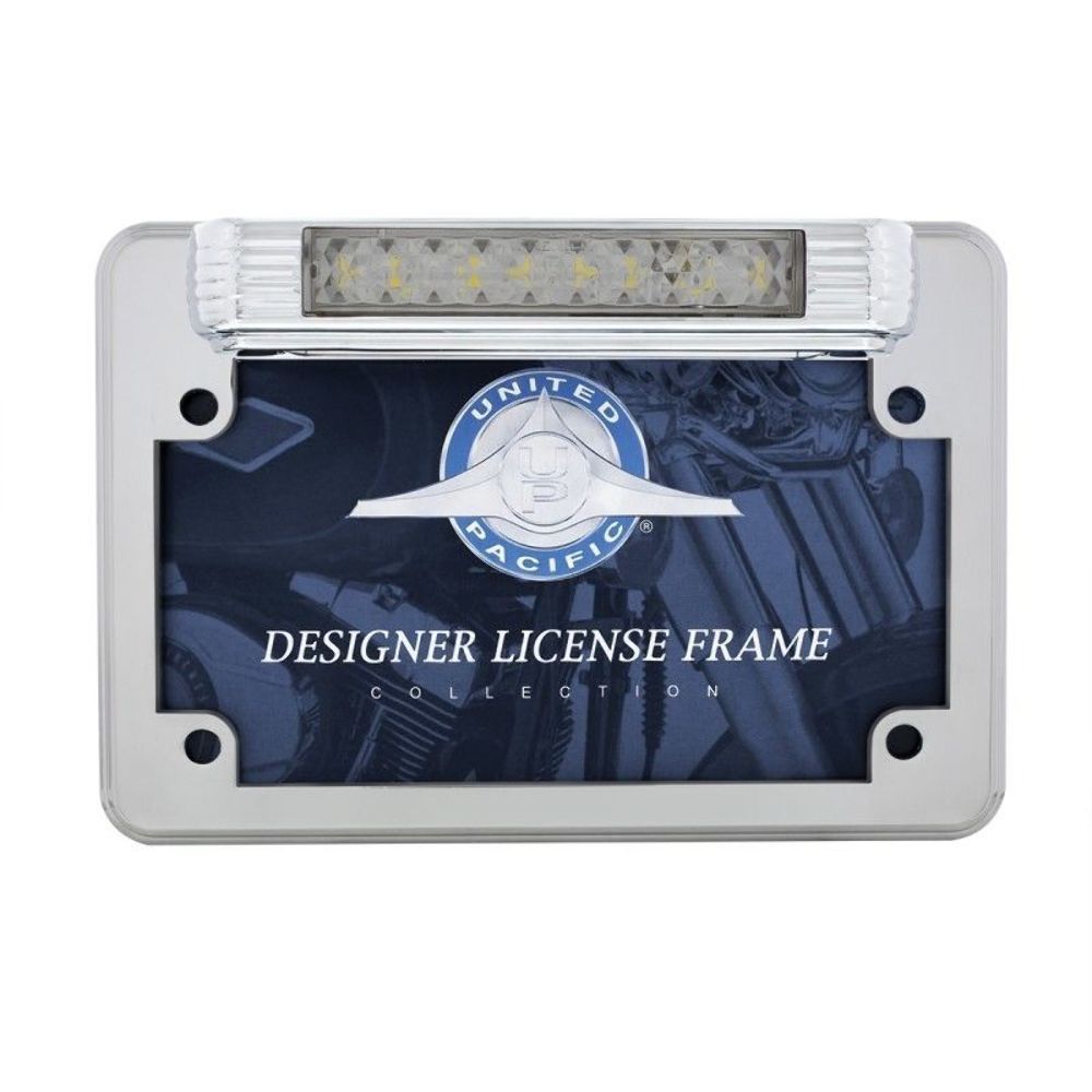 LED Motorcycle License Plate Frame Deluxe Vintage Design BackUp