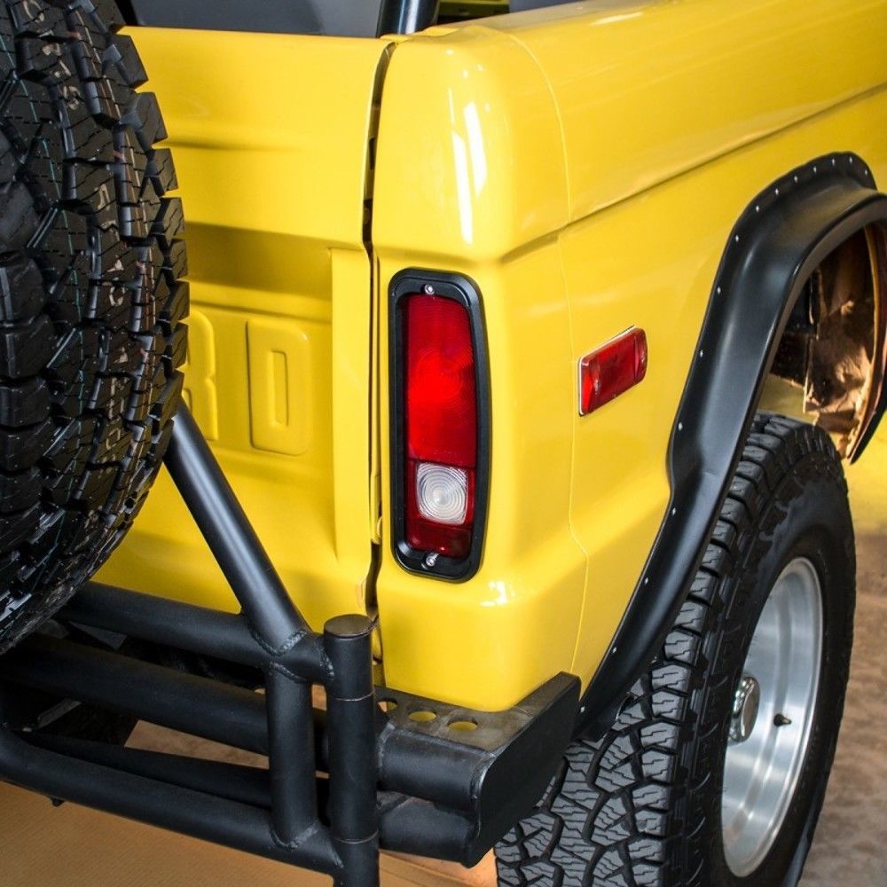 United Pacific Brushed Anodized Aluminum Tail Light Bezels For 1964-77 Ford Bronco - Pair