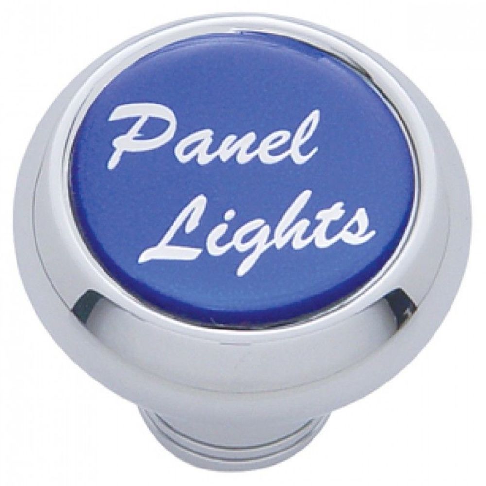 Chrome Aluminum "panel lights" Dash Knob with Blue Aluminum Sticker