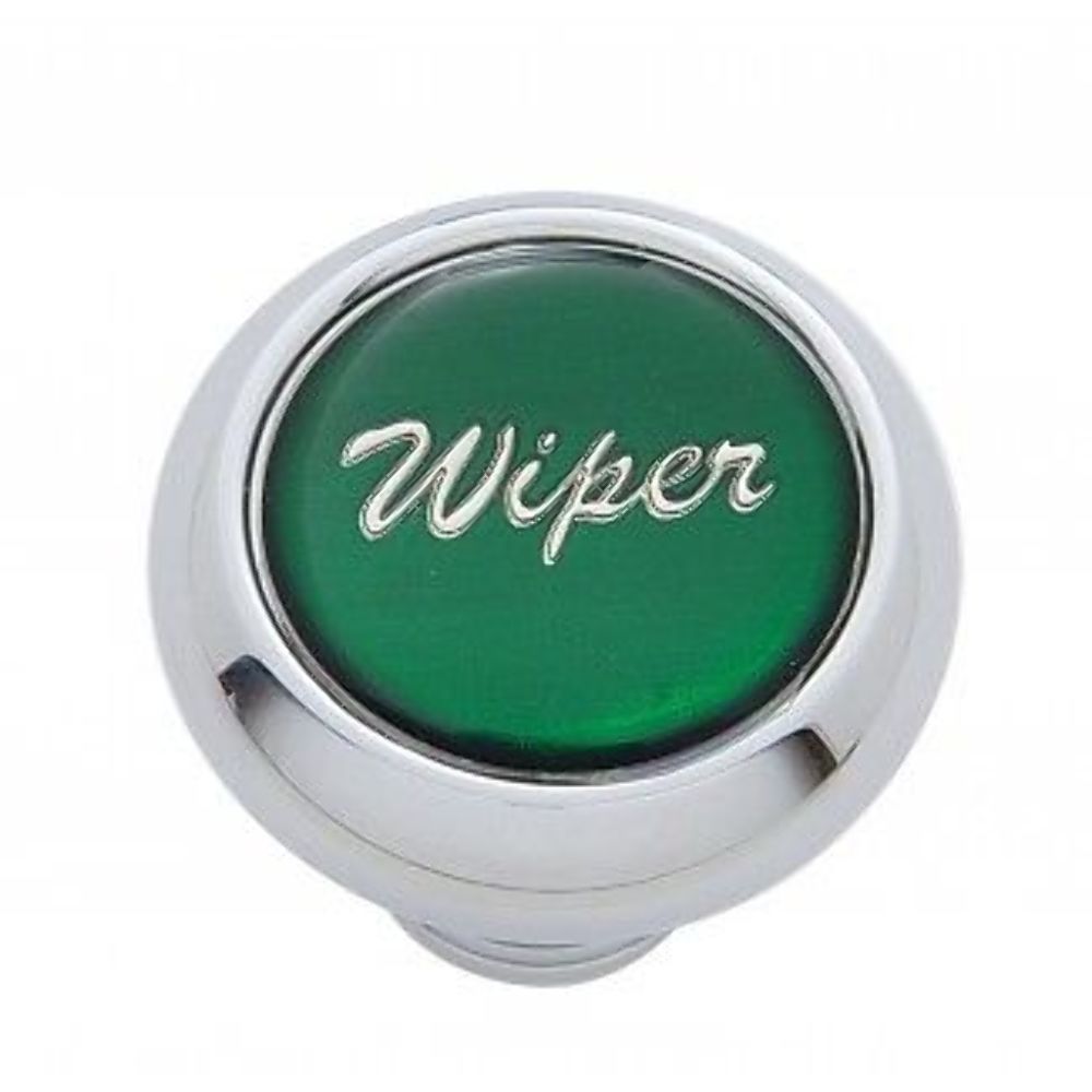 DISCONTINUED Chrome Aluminum "Wiper" Dash Knob With Green Aluminum
