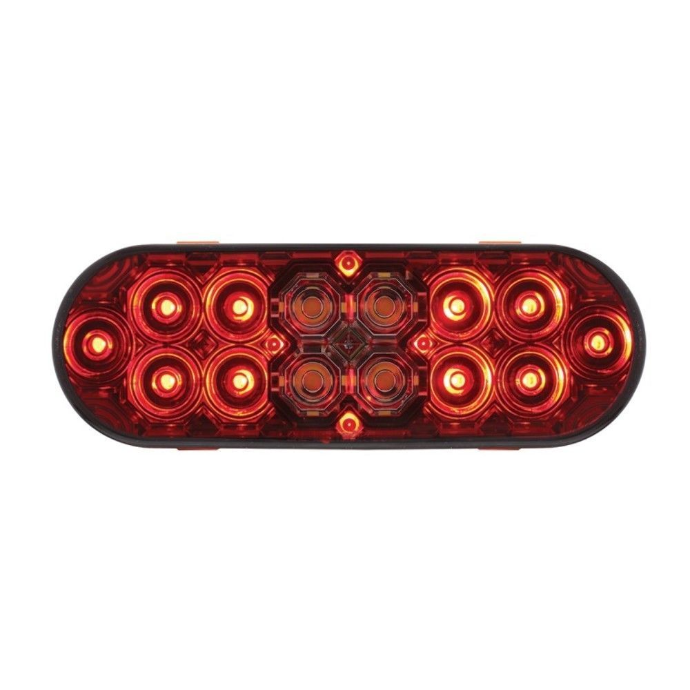 6" Oval Combo Light with 14 LED S/T/T Light & 16 LED BackUp Light Red Lens Pirate Mfg