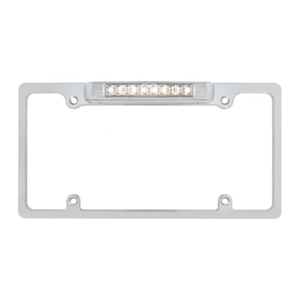 Chrome Deluxe LED License Plate Frame White LED Third Light Pirate Mfg