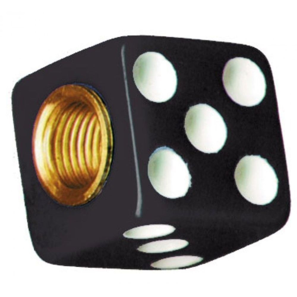 Black Dice w/ White Dots Valve Caps For Tires and Wheels, Standard Fit