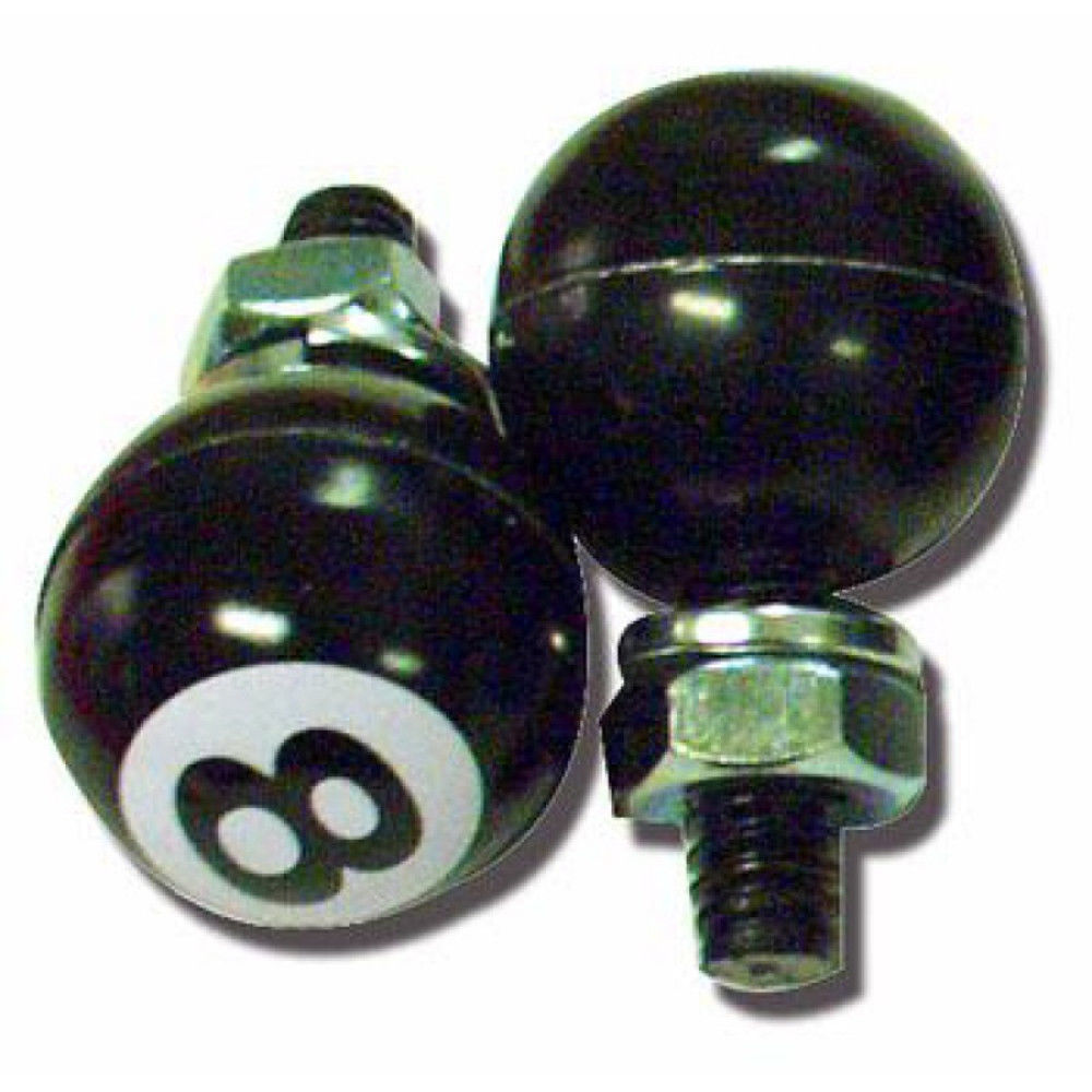 Black 8 Ball License Plate Fasteners, Set of 2, Hot Rod, Rat Rod